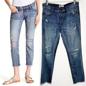 One Teaspoon Freebird Awesome Baggies Low Waist Relaxed Leg Fray Hem Jeans 26
